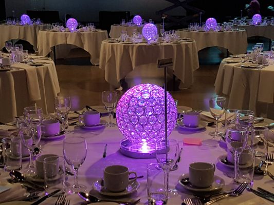 CRYSTAL GLOBE CENTREPIECES